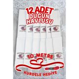 Comfort Home 12 Adet Saçaklı Düğün Havlusu Kurdele Hediyeli Desenli Konvoy Havlusu Ekonomik Model