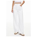 comfort jeans Beyaz Kadın Likralı Yüksek Bel Wide Leg Salaş Geniş Paça Kot Pantolon