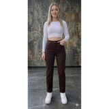 comfort jeans Kahverengi Süper Yüksek Bel Comfort Likralı Esnek Mom Jean Kot Pantolon