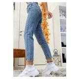 comfort jeans Kar Mavi Yüksek Bel Yumuşak Dokunuşlu Rahat Kesim Mom Jean Kot Pantolon