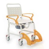 Comfort Plus Banyo ve Tuvalet Sandalyesi Turuncu | Soft Minderli, 4 Frenli Tekerlek, Paslanmaz Plastik Gövde DM-8088C