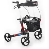Comfort Plus Rolatör Yürüteç Bordo | Alüminyum Şase, Katlanabilir Frenli 8'' Tekerlekli, Oturaklı ve Sepetli Lux Model, Spirit-X3