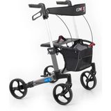 Comfort Plus Rolatör Yürüteç Gri | Alüminyum Şase, Katlanabilir 8” Frenli Tekerlekli, Oturaklı ve Sepetli Lux Model, Spirit-X3