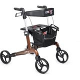 Comfort Plus Rolatör Yürüteç Kahverengi | Carbon Fiber Şase, 8” Tekerlekli, Katlanabilir Hafif Yapı, Oturaklı ve Sepetli Model, Spirit-X4
