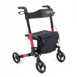Comfort Plus Rolatör Yürüteç Kırmızı | Alüminyum Gövde, Katlanabilir, Oturmalı, Frenli ve Dolgu Tekerlekli DM-9102