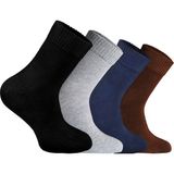 Comfort Serisi 4 'lü Unisex Bambu Organik Günlük Şeker Çorabı - Siyah - Gri - Lacivert - Kahverengi - 39 - 42