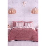 Comfort Set Yeni Nesil Wellsoft Yorganlı 3 Parça Çift Kişilik Soft Line Bordo - 195 x 215 cm