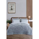 Comfort Set Yeni Nesil Wellsoft Yorganlı 3 Parça Çift Kişilik Soft Line Gri - 195 x 215 cm