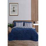 Comfort Set Yeni Nesil Wellsoft Yorganlı 3 Parça Çift Kişilik Soft Line Lacivert - 195 x 215 cm