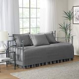 Comfort Spaces Daybed Örtüsü - Lüks Çift Taraflı - Kapitone, Yatak Eteği ile Tüm Sezon Rahat Yatak, Uyumlu Şemsiyeler, 75'x39' Kömür Grisi 5 Parça