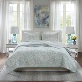 Comfort Spaces Yorgan Seti-Trend Şal Desenli Yazlık Kılıf, Rahat Örtü Hafif Dört Mevsim Yatak Katmanı, Eşleşen Kırlent, King/Cal King, Kaşmir Şal Desenli Mavi