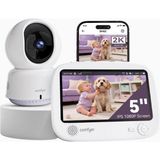 Comfyer 2k Wi-Fi Akıllı, Görüntülü Bebek Telsizi, 5" Hd Ekran, Gece Görüşü, Hareket/gürültü Alarmı - Beyaz