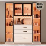 Comiet Açelya Mdf Kahve Köşesi Dolabı Çekmeceli Işıklı