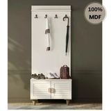 Comiet Lavanta Mdf Ayaklı Tasarım Askılıklı Portmanto Ayakkabılık