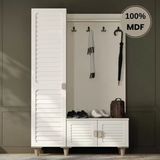 Comiet Lavanta Mdf Raflı Askılıklı Ayaklı Tasarım Portmanto Ayakkabılık