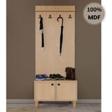 Comiet Meşe Mdf Ayaklı Tasarım Askılıklı Portmanto Ayakkabılık