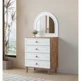 Comiet Zakkum 4 Çekmeceli Bohem Ayaklı Suntalam Şifonyer 90 cm Yükseklik 80 cm Genişlik 42 cm Derinlik - Beyaz - Atlantik Çam