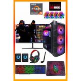Comloji Gaming Oyuncu Bilgisayarı Ryzen 5 5500 + RX580 8GB + 16GB DDR4 Ram 512GB M.2 Nvme SSD Full Set Performans Hazır Masaüstü Sistem - Siyah