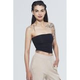 Comm-Ci Pixie Straplez Model Organik Pamuk Örme Siyah Kadın Body