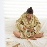 Como Home Nohut Bornoz, Premium %100 Pamuk Dokuma Bornoz, Yumuşak Gramajlı Bornoz - L - XL - Turuncu - Yeşil