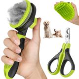 Comotech 4 ADET Kedi Bakım Kiti | Bırakma Düğmesi ile Kedi Fırçası | Tırnak Dosyası ile Kedi Tırnak Makası | Köpek ve Kedi Saçı/Bakım/Masaj/Uzun veya Kısa Saçlı Kediler ve Köpekler için Banyo Fırçası