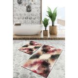Comotex Banyo Paspası, Klozet Takımı, Yıkanabilir Halı, Kaymaz Taban Halı, Halı - Bordo - 60 x 90 cm