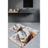 Comotex Banyo Paspası, Klozet Takımı, Yıkanabilir Halı, Kaymaz Taban Halı, Halı - Gri - 60 x 90 cm