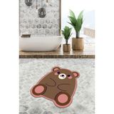 Comotex Banyo Paspası, Klozet Takımı, Yıkanabilir Halı, Kaymaz Taban Halı, Halı - Kahverengi - 60 x 90 cm