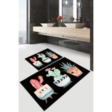 Comotex Banyo Paspası, Klozet Takımı, Yıkanabilir Halı, Kaymaz Taban Halı, Halı - Siyah - 60 x 90 cm
