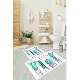 Comotex Banyo Paspası , Sünger Dolgulu Klozet Takımı, Yıkanabilir Halı, Kaymaz Taban Halı, Halı - Renkli - 60 x 90 cm