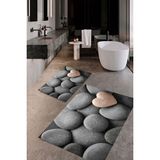 Comotex Banyo Paspası , Sünger Dolgulu Klozet Takımı, Yıkanabilir Halı, Kaymaz Taban Halı, Halı - Renkli