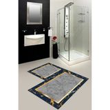 Comotex Kaymaz Taban Yıkanabilir Banyo Paspası & Klozet Takımı - Gri - 45 x 60 cm - 60 x 90 cm
