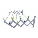 Compact Akordiyon Çamaşır Kurutma Askısı, 40 cm Genişlik, 7 Askılı, Duvara Monte, 40 kg Kapasite, Eloksal Alüminyum, Gümüş
