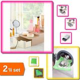 Compact Çekmeceli Standlı Makyaj Düzenleyici + Yeşil Fermuarlı Ayakkabı Çamaşır Filesi - 2Li Set B9h