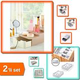 Compact Çekmeceli Standlı Makyaj Organizeri + 12 Bölmeli Pratik Çekmece Düzenleyici - 2Li Set W8a6p5