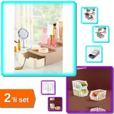 Compact Çekmeceli Standlı Makyaj Organizeri + Katlı Düzenleyici - Kat Kat Düzenleyici - 2Li Set P6t6