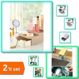 Compact Çekmeceli Standlı Makyaj Organizeri + Vantuzlu Su Giderli Sabunluk Süngerlik - 2Li Set Q0q7r