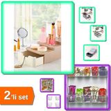Compact Çekmeceli Ve Standlı Makyaj Organizeri + 6 Adet Buzdolabı İçi Mini Düzenleyici Kutu -2Li Set