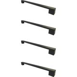 Compact Köprü Kulp 224 mm Siyah Alüminyum Mobilya Kulpu – Dolap Çekmece Kapak Kolu Modern Tasarım - 4 Adet