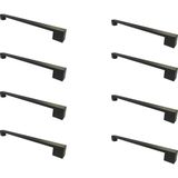 Compact Köprü Kulp 224 mm Siyah Alüminyum Mobilya Kulpu – Dolap Çekmece Kapak Kolu Modern Tasarım - 8 Adet