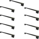 Compact Köprü Kulp 224 mm Siyah Alüminyum Mobilya Kulpu – Dolap Çekmece Kapak Kolu Modern Tasarım - 9 Adet