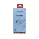 Compaxe CTA-521DMU 5 V 2.1 A 10 W 2 USB 1 mt 3.0 Mikro Şarj Kablosu