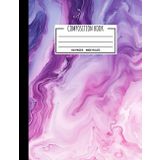 Composition Book: Wide Ruled Pink Stone Composition Notebook, Purple Marble Design Workbook, 100 pages