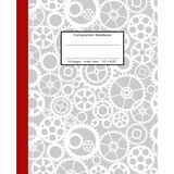 Composition Notebook Bicycle Cogs Grey and Red: 110 pages, wide ruled, 7.5" x 9.25" - Notebook, Journal or Diary, for school, college, journaling or creative writing