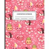 Composition Notebook College Ruled: Cute Pink Hawaii Snacks Aesthetic – Adorable Local Hawaii Snacks Pink Theme with Malasadas, Pineapple, Plumerias, Musubi & Shave Ice
