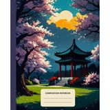 Composition Notebook College Ruled: Majestic Ornate Asian Gazebo - Graphic Novel illustration | Lined Paper Journal For School, College, Office, Work - 7.5" x 9.25" - 110 Pages