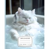 Composition Notebook Featuring Relaxed White Cat in Jacuzzi with Headphones, 110 Lined Pages, Wide Ruled, 7.5" x 9.25", Perfect Gift for Cat Lovers: ... Photography Cover | Matte Finish Cover