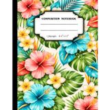 Composition Notebook: Hawaiian Lei Flower journal with Tropical Orchid, Hibiscus & Plumeria Great for Journaling & School Notes , 120 College Ruled Pages