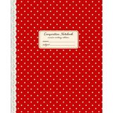 Composition Notebook: Mid-Ruled Interior | Cursive Writing Notebook | Vintage Red Mini Dot & Lace Spine Printed Design | 120 Pages | 7.5 x 9.25