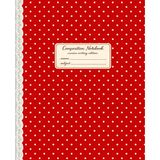 Composition Notebook: Mid-Ruled Interior | Cursive Writing Notebook | Vintage Red Mini Dot & Lace Spine Printed Design | 120 Pages | 7.5 x 9.25